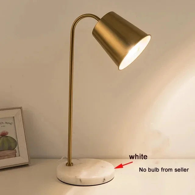 Modern Iron Desk Lamp Luxurious Hotel Living Room Study Room Bedroom Bedside Marble Lamp Decoration Eye Protection Table Light