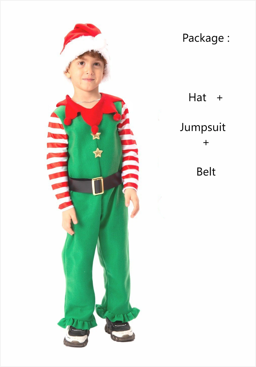 Costume da elfo di Natale per bambini Cosplay Bambini Ragazzi Ragazze Scuola Natale Carnevale Festa Performance Abito / Tuta + Cappello Abiti