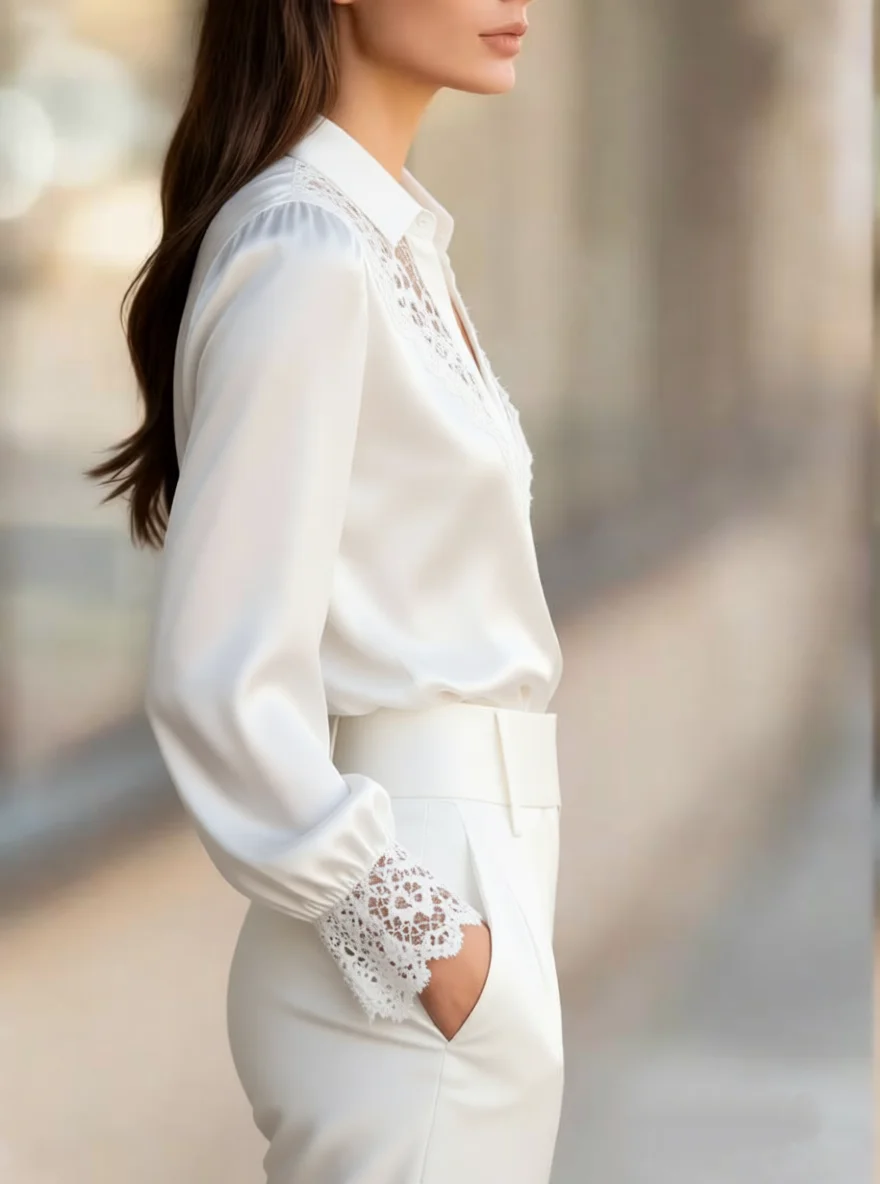 Women's Satin Blouse with Deli - Women'S Elegant Formal Wear 评论和价格