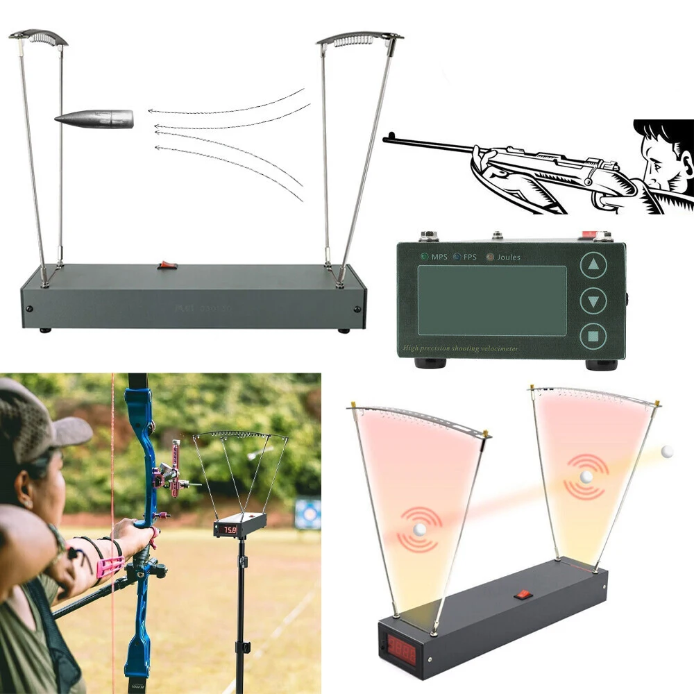 Velocimetry Chronograph Tester 4‑6500FPS High Accuracy Energy Speed Measuring Device for Compound Bow Recurve Bow Arrow Slingshot Ball Testing