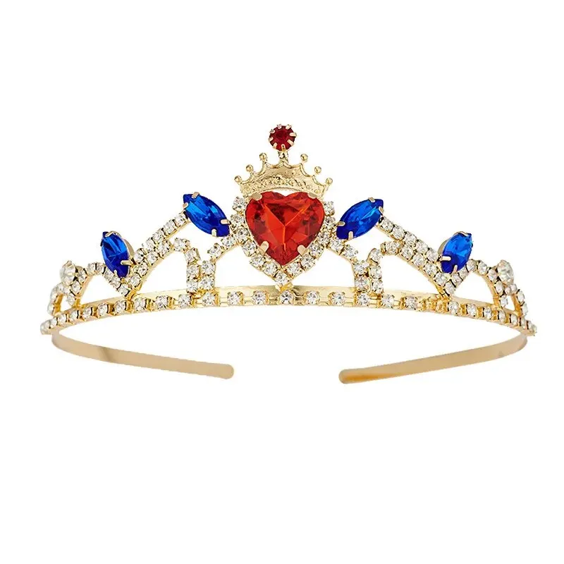 Nakrycia głowy Rhinestone Tiara Bling Bling Urodziny Serce Opaska na głowę Tiary dla dziewczynek Księżniczka Korona Ręcznie robiona