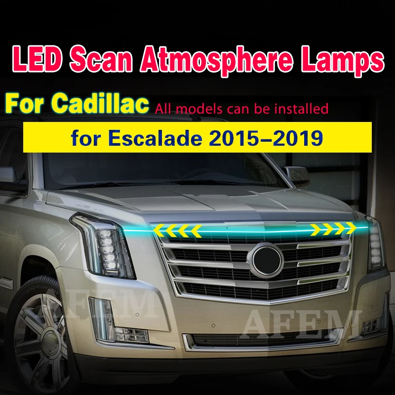LED Daytime Running Light for Cadillac Escalade 2015-2019 Car Hood Decorative Lights DRL With Start Scan Auto Headlight Strip