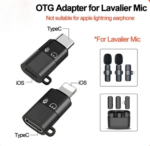 Adaptador TypeC iOS OTG para tableta de teléfono inteligente con micrófono Lavalier inalámbrico