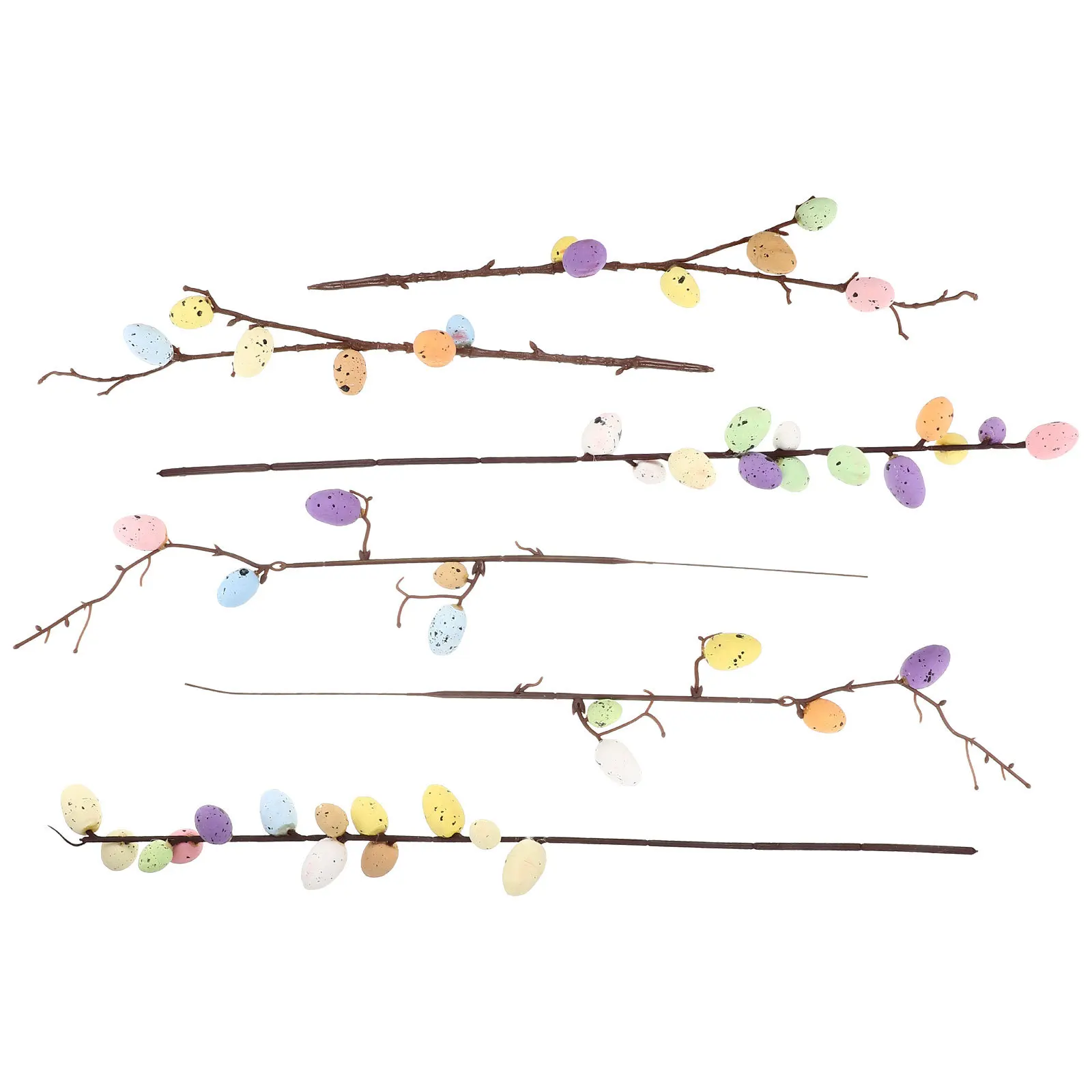 

6Pcs Artificial Egg Branch Easter Decoration Bright Color Fake Egg Tree Branches for Holiday Wedding Party Photo Prop