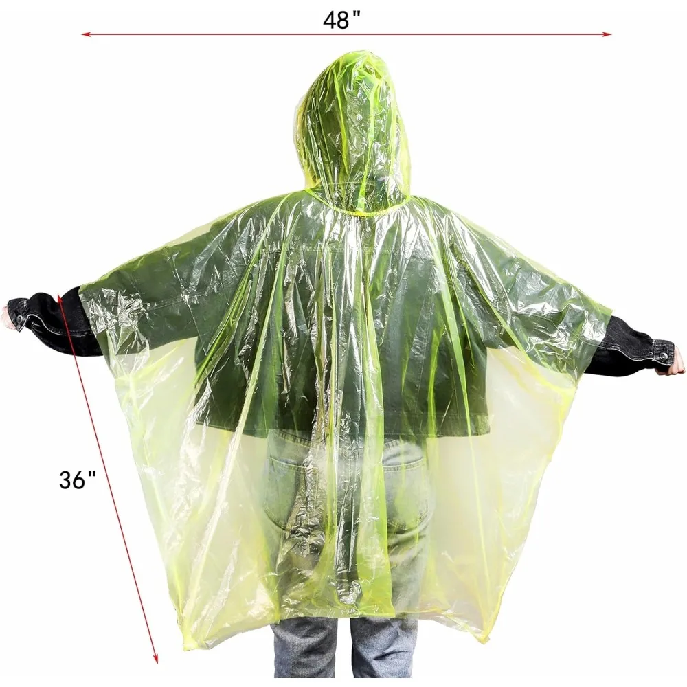 20 Pack Disposable Rain Ponchos for Adults, Clear Plastic Emergency Raincoats with Hood, Individually Wrapped Bulk Rain Ponchos