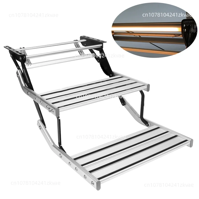 Model C RV Single-Tier Manual Step Non-Slip Aluminum Alloy Step with Manual Retractable RV Stair