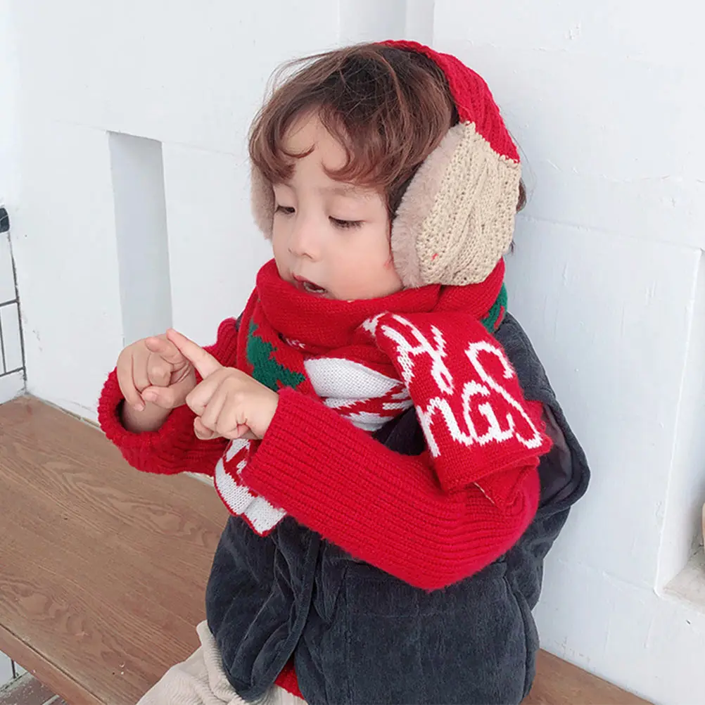 

2Pcs Scarf Children Earshield Super Winter Earshield Soft Warm Winter Children Earflap Baby Scarf Christmas Present