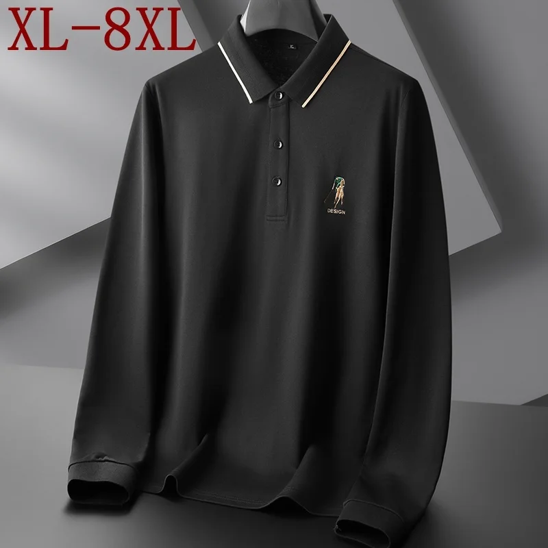 

7XL 6XL 8XL 2023 New Autumn England Style Polo Shirt Men Fashion Embroidery Mens Polos Shirts High Quality Loose polo homme