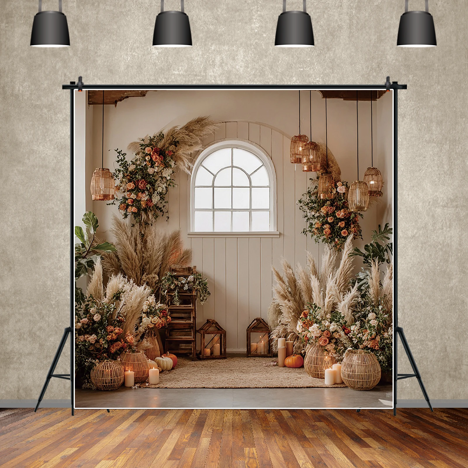 MOON.QG Boho Room Backdrop Sofa Bookshelf Cushion Backgrounds Wall Newborn Photography Props Accessories Baby Shower Decoration