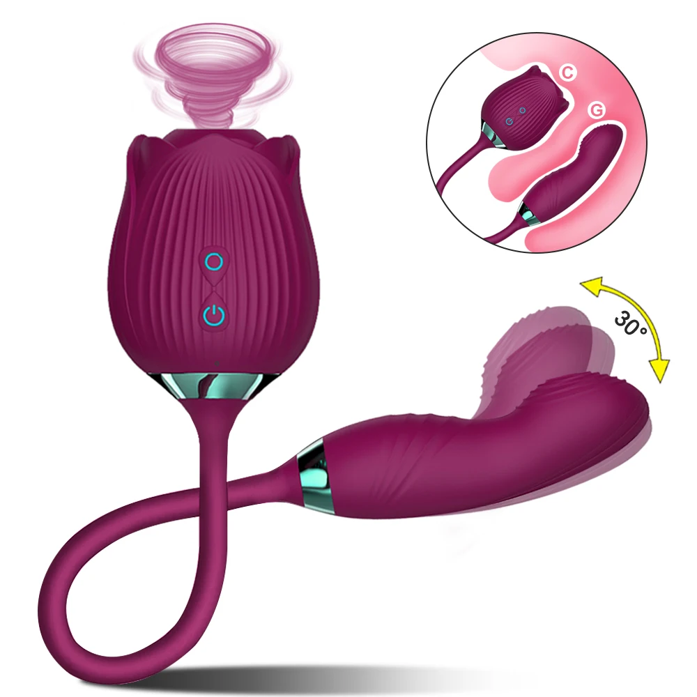 Rose Sucking Vibrator for Women Nipple Clit Stimulator Dildo Wiggle Vibrators Clitoris Sucker Vibrating Sex Toy for Female