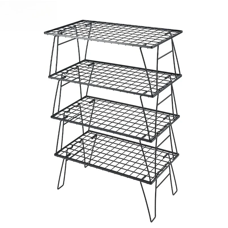 

Wrought iron storage table, lightweight multi-function, portable outdoor camping, folding table