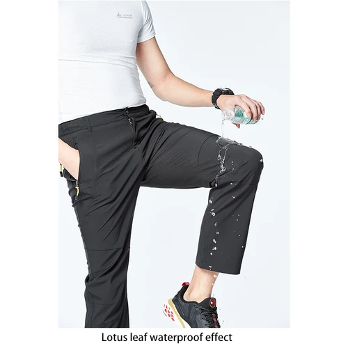 Imagen 2 del producto Pantalones de pesca impermeables para hombre, pantalones elásticos de trabajo, senderismo, Camping, viaje al aire libre, escalada, primavera, otoño