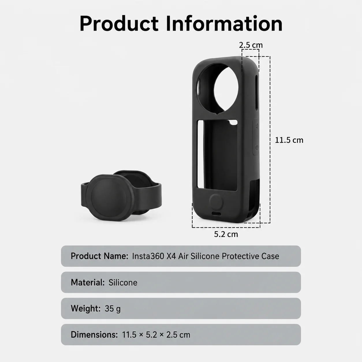 Full Body Protective Case for Insta360 X4 Air Portable Shockproof Dustproof Soft Silicone Cover With Lens Cap Camera Accessories view 6