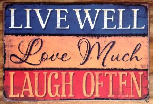 METAL TIN SIGN PLAQUE Live Well Kitchen Vintage Retro Wall Decor Poster Home