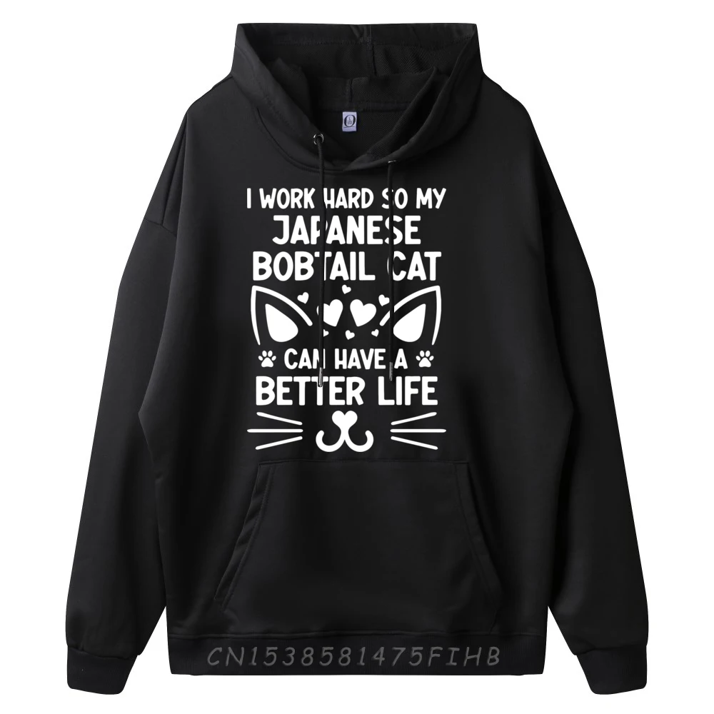 I Work Hard Japanese Bobtail Cat Can Have A Better Life Funny Shirts Men's Clothing 2024 Tops & Tees Harajuku