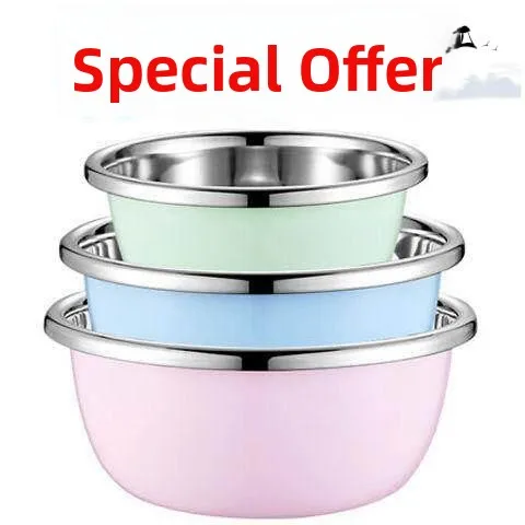 

304 Stainless Steel Bowl Set Kitchen Home Use Basin for Washing Vegetables Making Dough Seasoning Bowl Triangular Shape