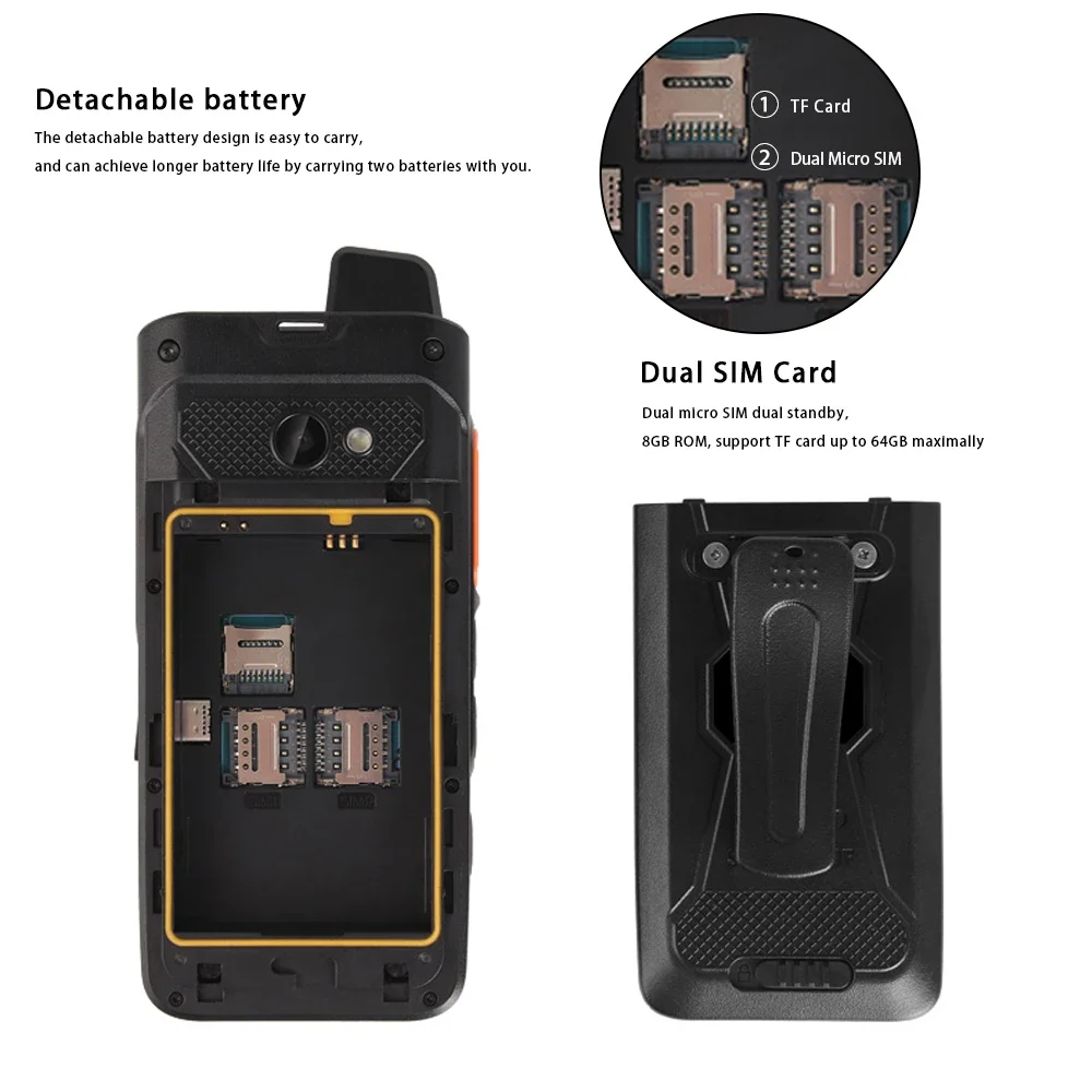 Imagem -02 - Zello Walkie Talkie Smartphone Ip68 Android 2.8 Celular 1gb Mais 8gb Rádio fm 5300mah Telefone Móvel 4g com Gps Ptt Uniwa-f60