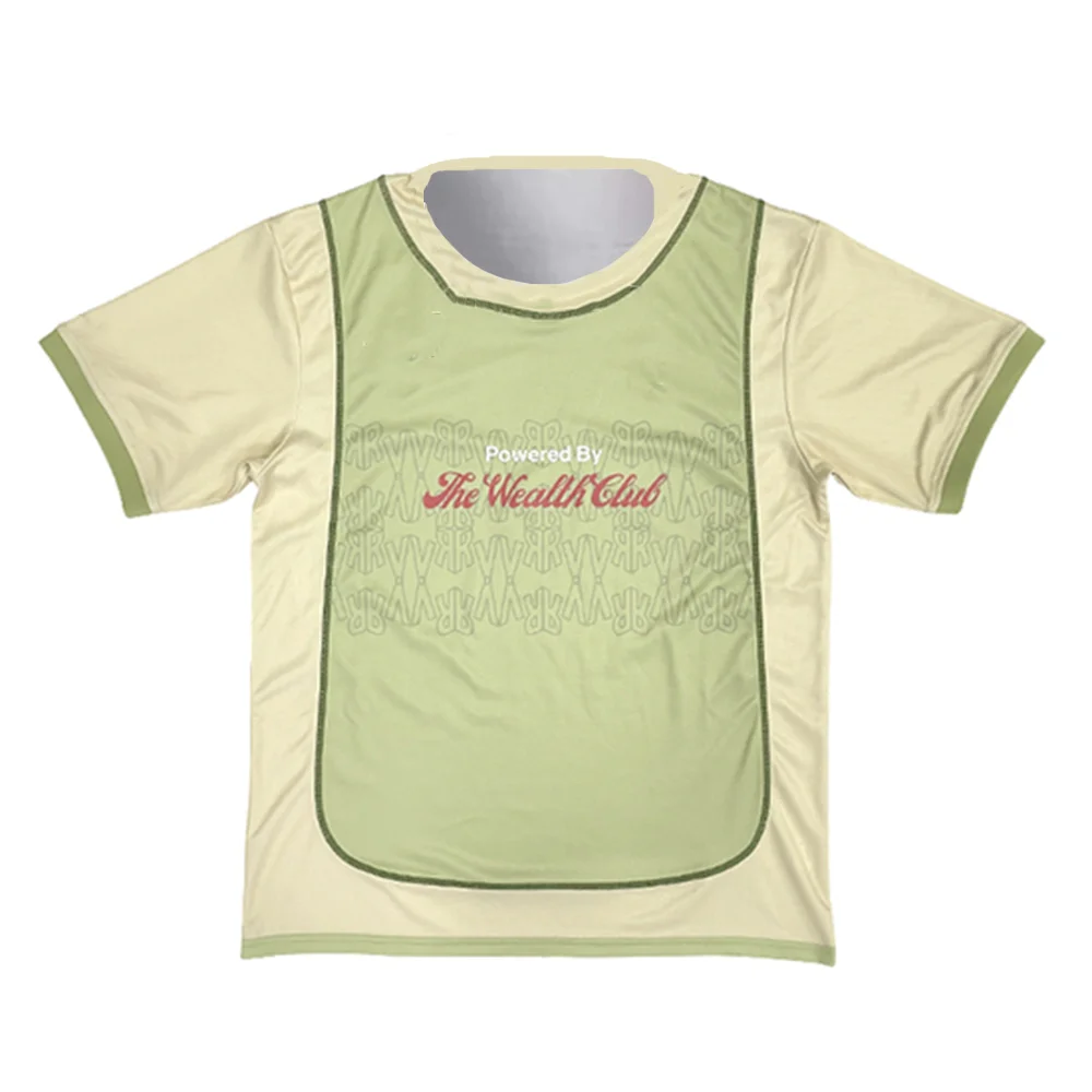 

“Unisex Wealth Edge Tee! Lightweight Green-Mustard Knit + ‘455’ Chrome—‘Powered By’ Script for Street-to-Gym Swag!”