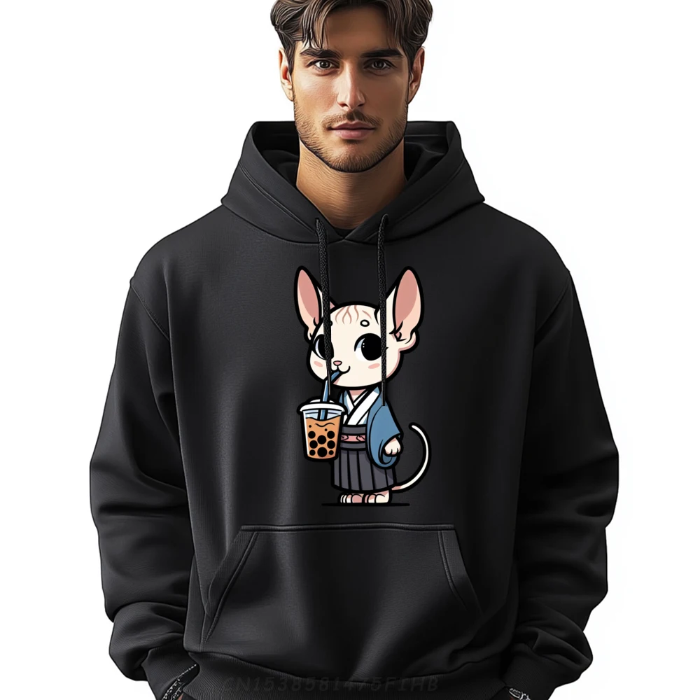 Sphynx Cat Bubble Tea Funny Pet Boba 3d Printed Pullover Hoodies Women Men's Clothing Deals Mardi Gras