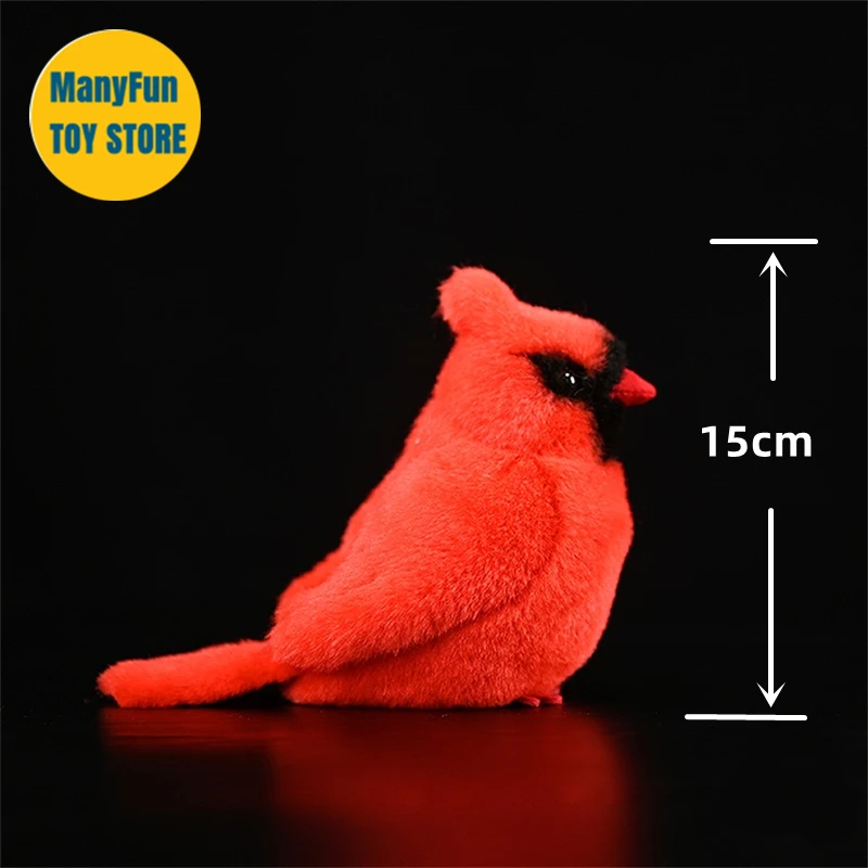 Northern Red Cardinal Plush Toy High Fidelity Red bird Plushie Tit Peluche Lifelike Stuffed Animals Simulation Doll Kawai Toy