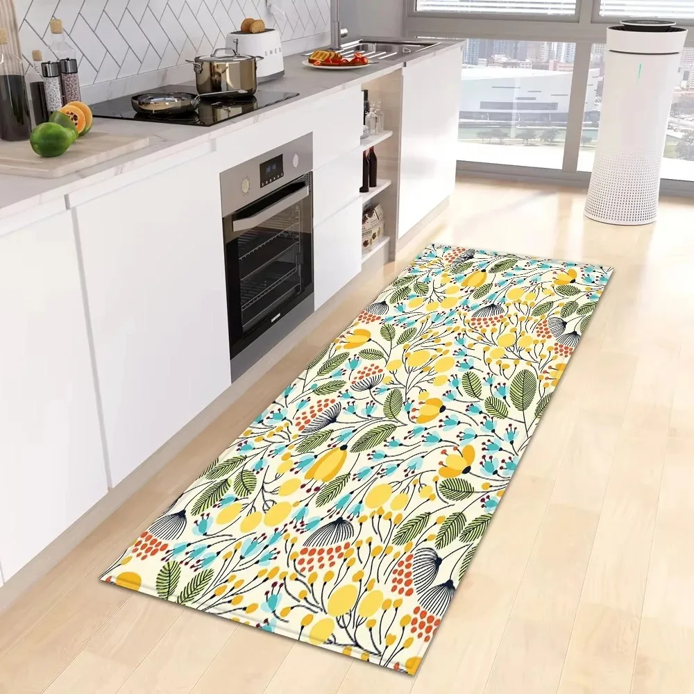 Teppich mit tropischen Blättern, Blumenmuster, lebendige Farben, Bohemian-Stil, natürliche Heimdekoration, Bodenmatte, Teppiche für Wohnzimmer