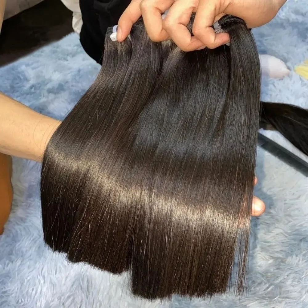 

Супер двойной вытянутый прямой необработанный вьетнамский пучок волос 6-20 дюймов, натуральный цвет, 100% необработанное, полностью ручное плетение