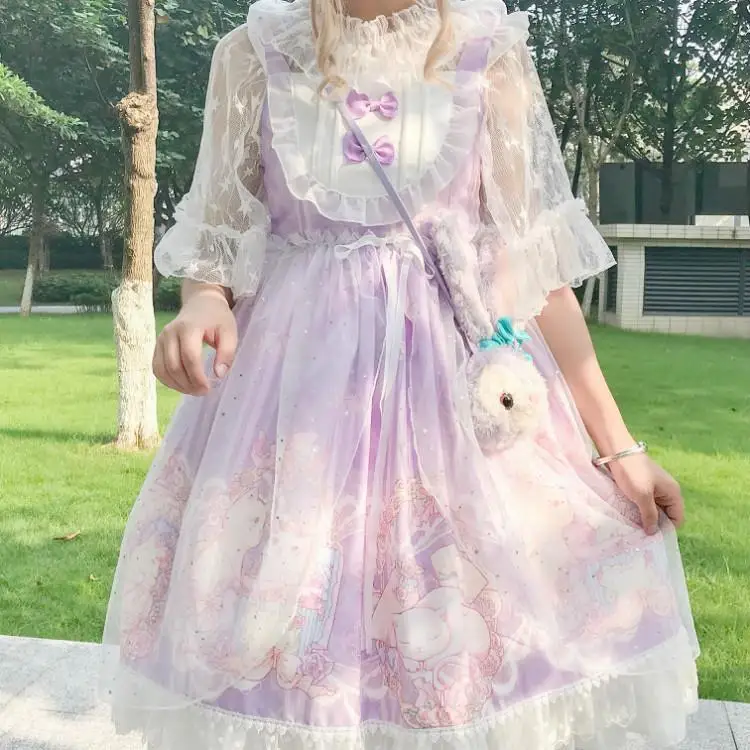 Robe Japonaise en Dentelle à Volants et Nministériels d pour Femme, Style Lolita Doux, Kawaii, Nouvelle Collection Été