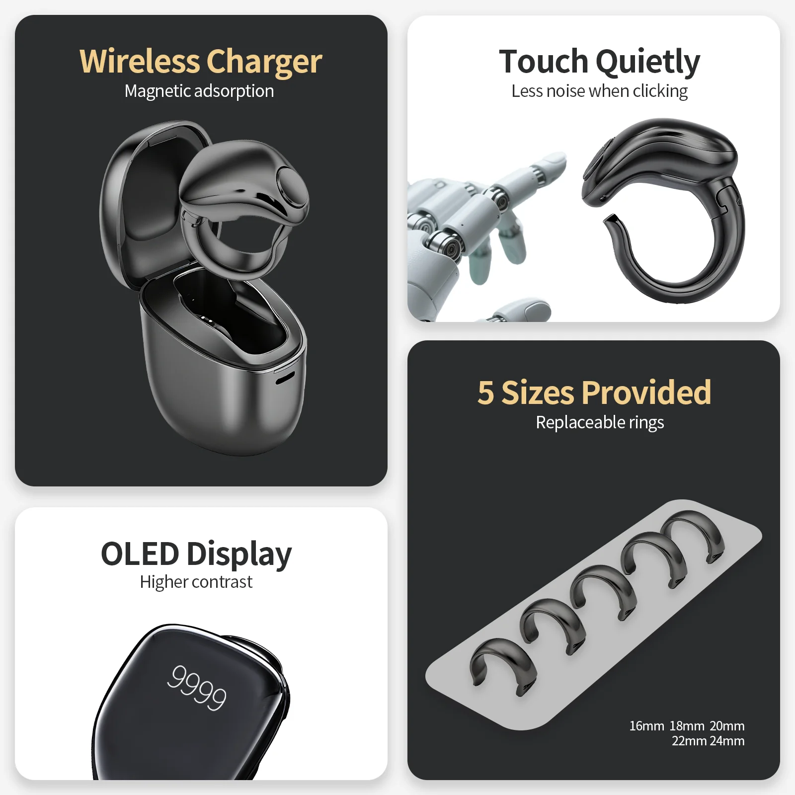 حلقة ذكية قابلة للتعديل، عداد إصبع، دليل الصلاة، عداد التسبيح، 5 ساعة منبه أذان، مسبحة إلكترونية، تطبيق هدية عيد رمضان