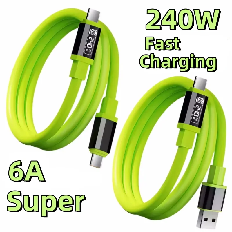 240W Type C To Type C Super Fast Charging Cable Universal High Power Charger USB Cord 6A USB C Cable for Xiaomi iPhone Samsung