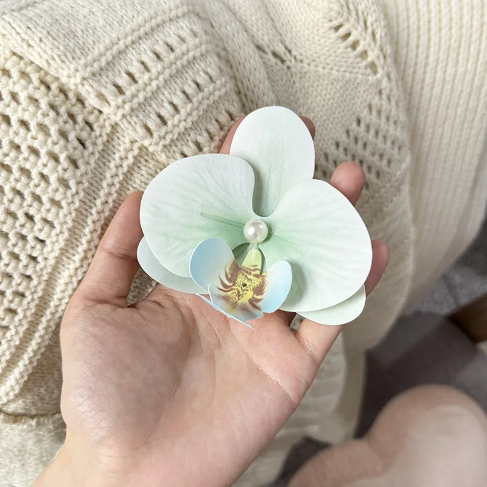 Orchid Flowers Hair Clips For Girls Bohemian Hairpin Bridal Barrette Beach Wedding artificial flower Holiday Hair Accessories image 4