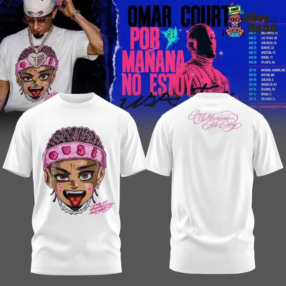 Por Mañana No Estoy Omar Courtz T-shirt Double Sided Print Unisex Oversized Cotton Short Sleeve Reggaeton Fan Tee Casual Tops