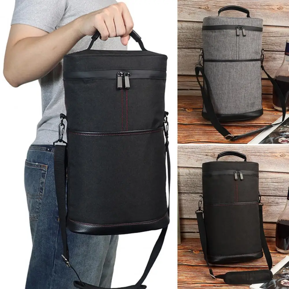 Insulated Wine Carrier Leakproof Wine Cooler Bag with Capacity Adjustable Shoulder Strap for Outdoor Picnic Travel Wine Tasting