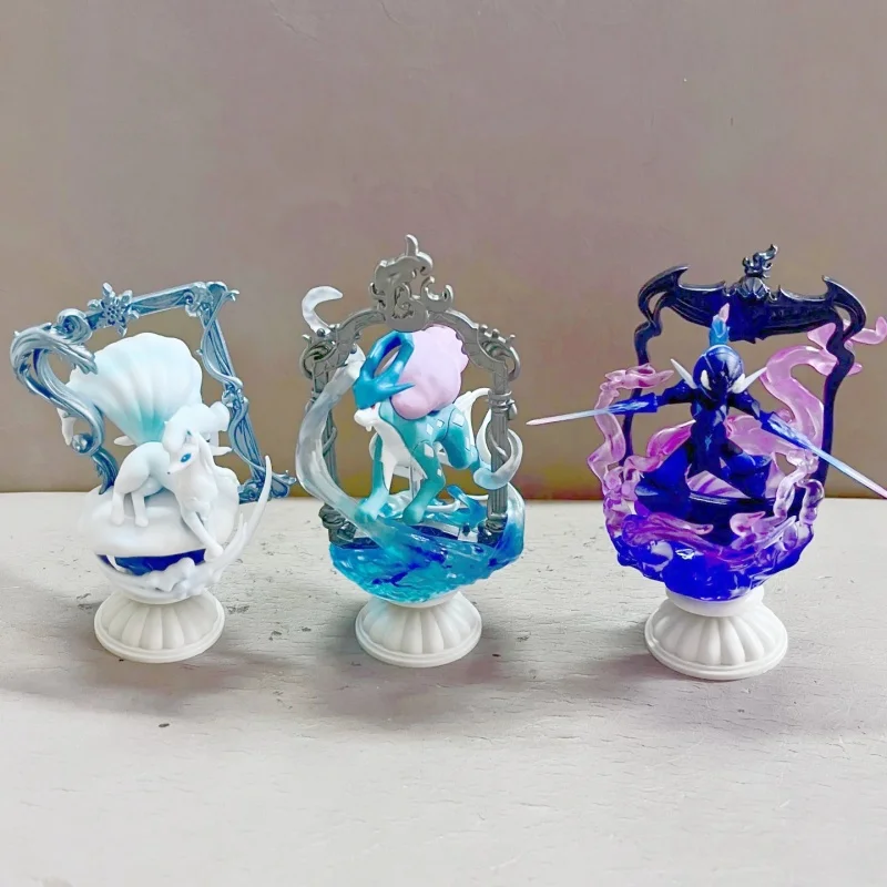 Re-Ment Pokemon Figure Collezione di cornici decorative Alolan Ninetales Ceruledge Serperior Pikachu Suicune Sylveon Giocattoli modello in PVC