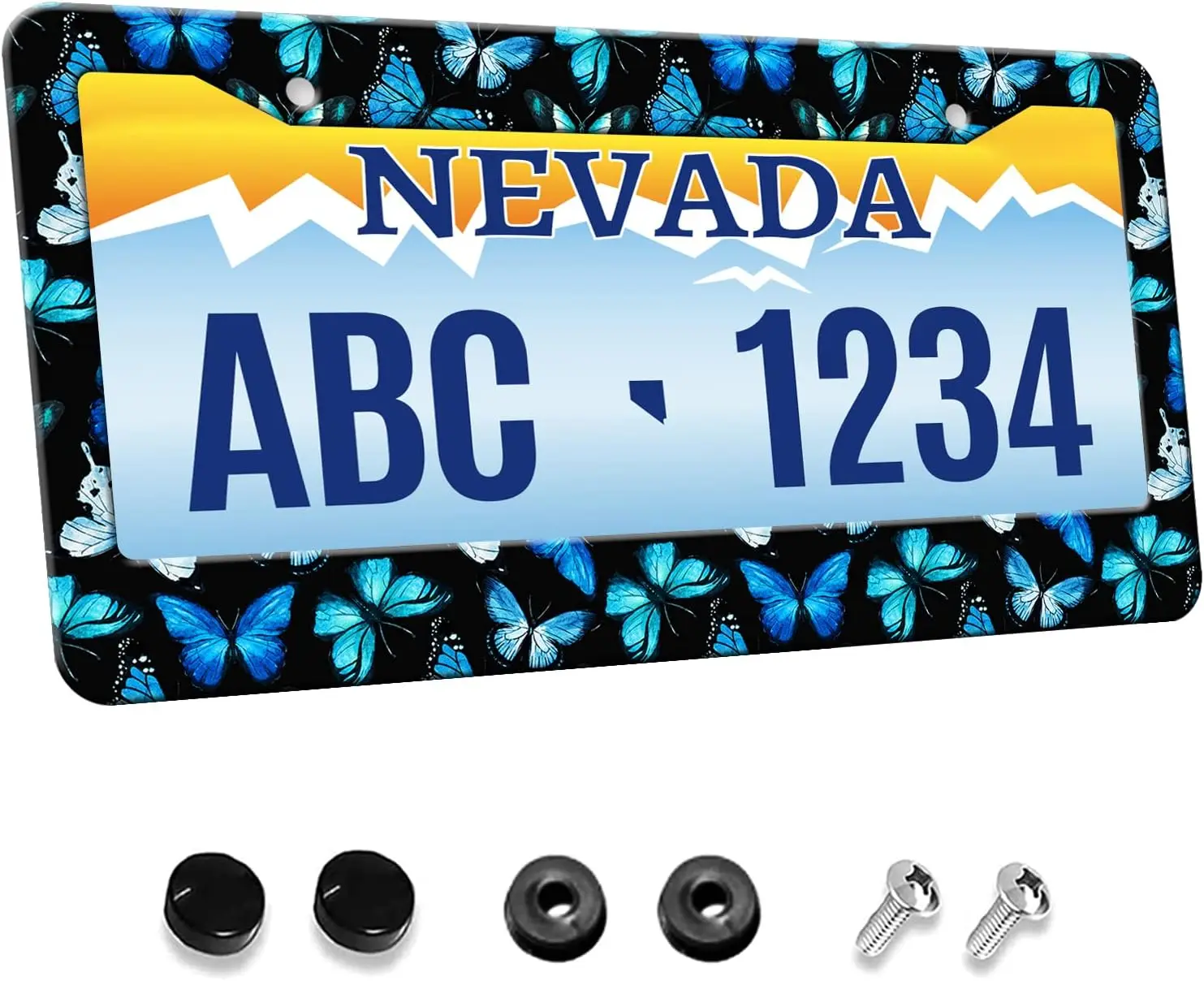 

Watercolor Butterflies License Plate Frame Blue Butterflies License Plate Cover Car Tag Holder Metal License Plate Frame 12x6 In