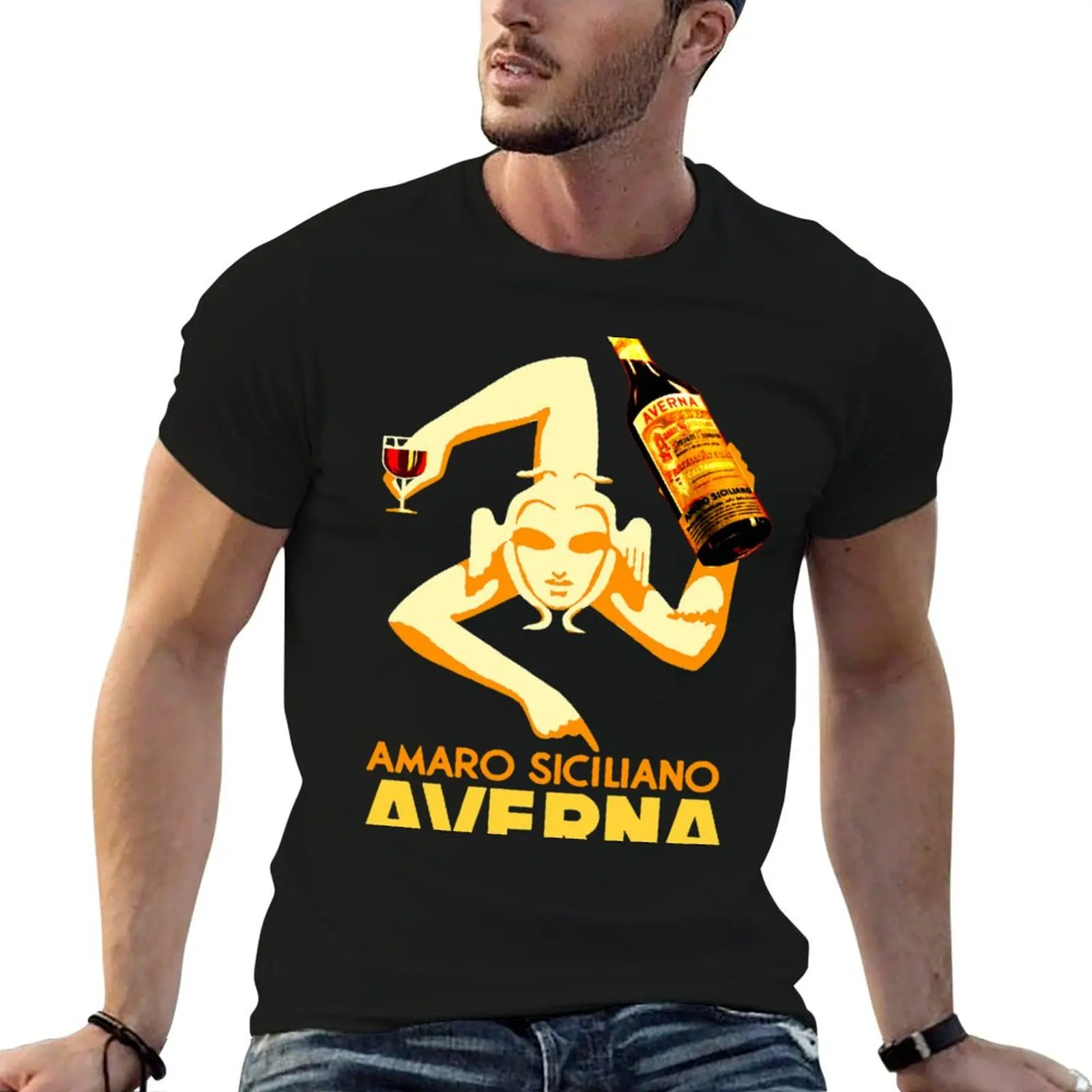 

Amaro Siciliano Averna T-Shirt cotton tshirt 100% man t shirts cotton T-Shirt