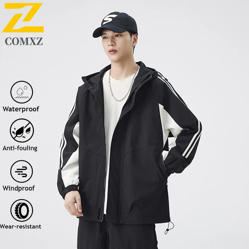 

2025 New Autumn Hiking Jackets Men's Women Windbreakers Splicing Hooded Jacket for Men Windproof Waterproof Climbing Rush Coat