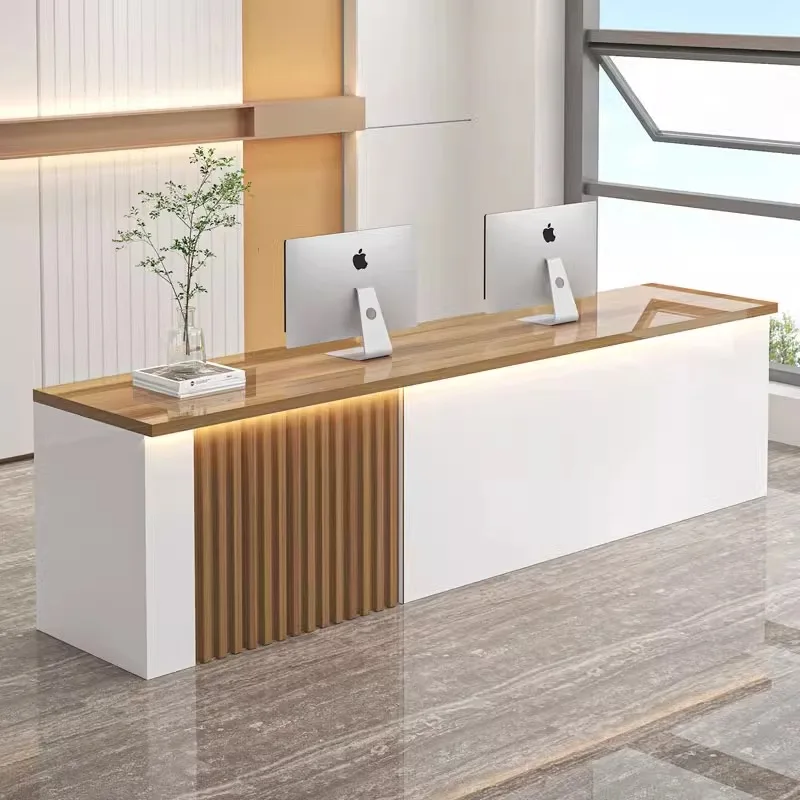 

Cheap Brown Luxury Reception Desks Design Storage Classic White Reception Desks Modern Drawer Empfangstresen Office Furniture