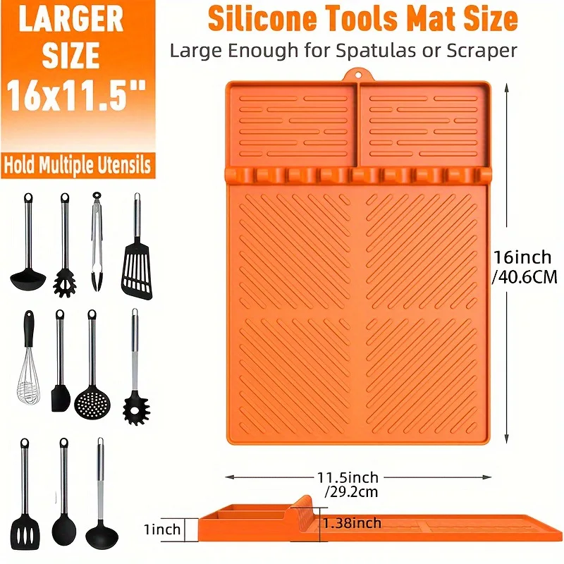شواء الجانب رف أداة حصيرة مقلاة خبز سيليكون التوابل رف تخزين الغبار واقية النفط استنزاف حصيرة
