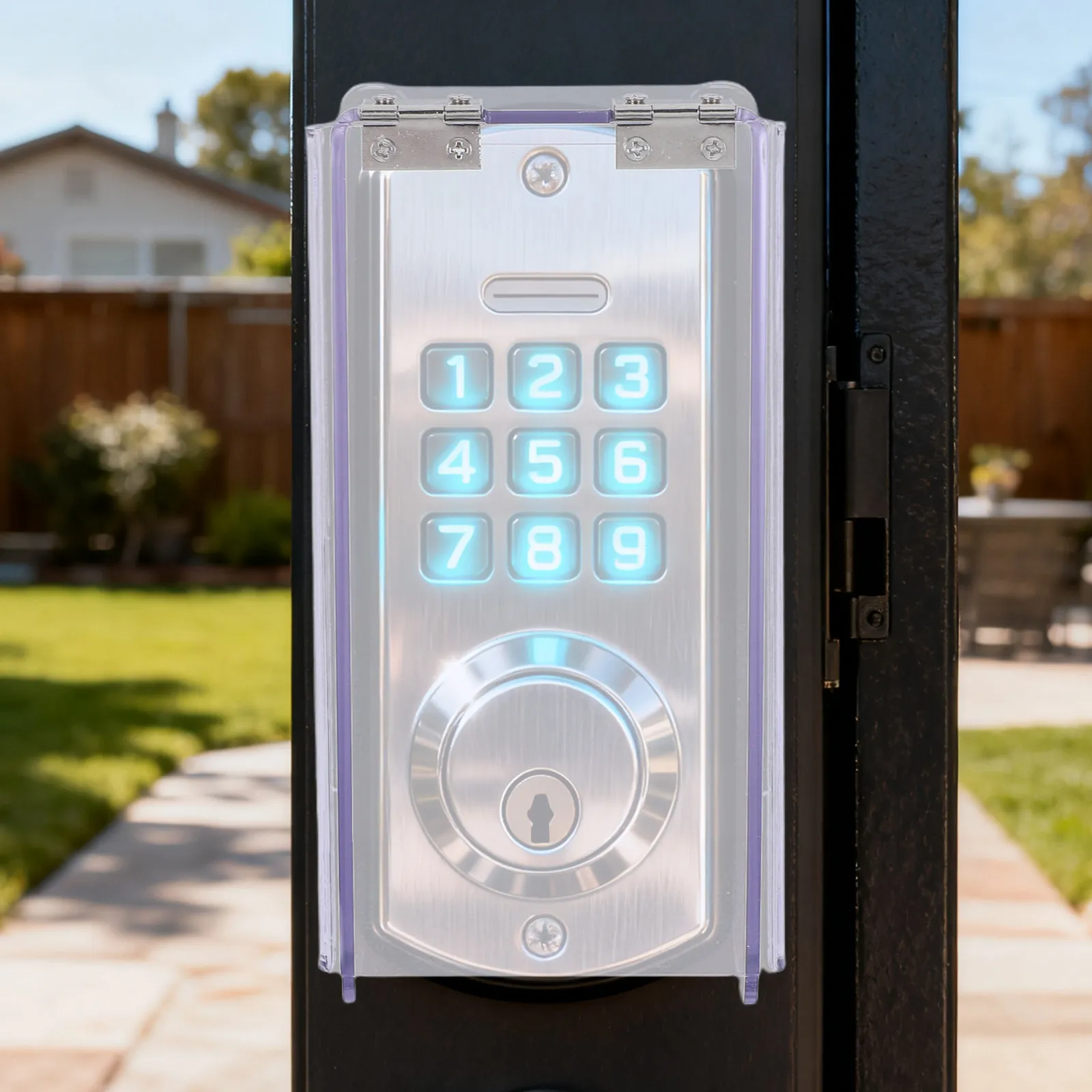 Crystal Clear Waterproof Keypad Cover Outdoor Gate Entry Digital Lock Flip Design Weather Resistant Dust Sun Uv Protection