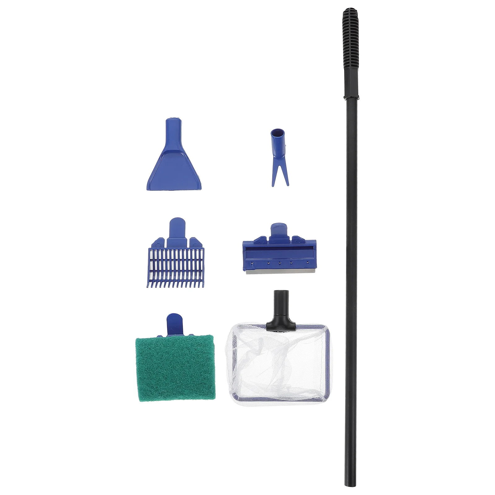 

Aquarium Fish Tank Cleaning Kit 5 in 1 Black Blue ABS Plastic Tools Remove Dirt Gravel Net Scraper Fork Sponge Brush