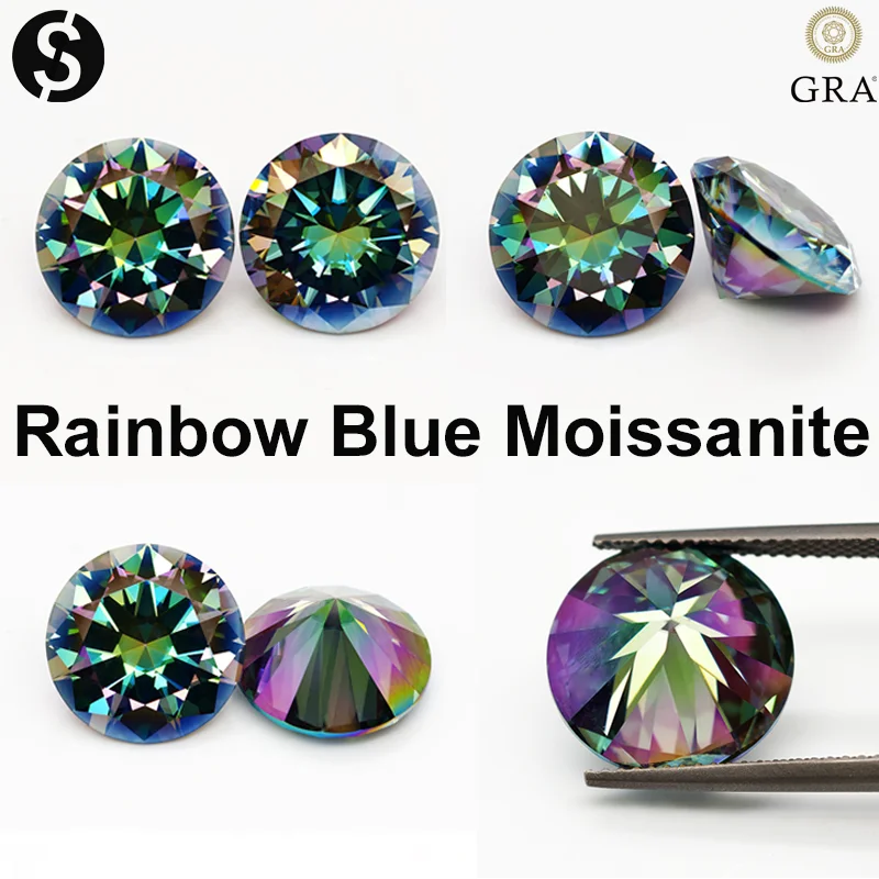 

Топ Радужный синий цветной муассанит с сертификатом GRA VVS1 Пройти тестер бриллиантов для изготовления модных ювелирных изделий