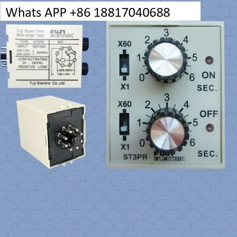 ST3PR limited cycle delay relay 220V24V positive and negative double knob adjustment control time 10 seconds 60 minutes 30SM