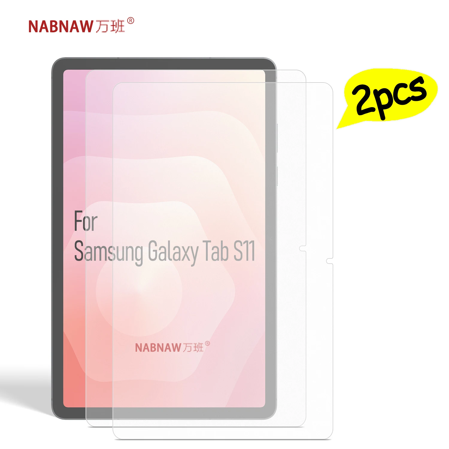 2 Pieces Full HD Tempered Glass Film Screen Protector For Samsung Galaxy Tab S11 11-inch 5G WiFi Anti Scratch Oil-Coating Cover