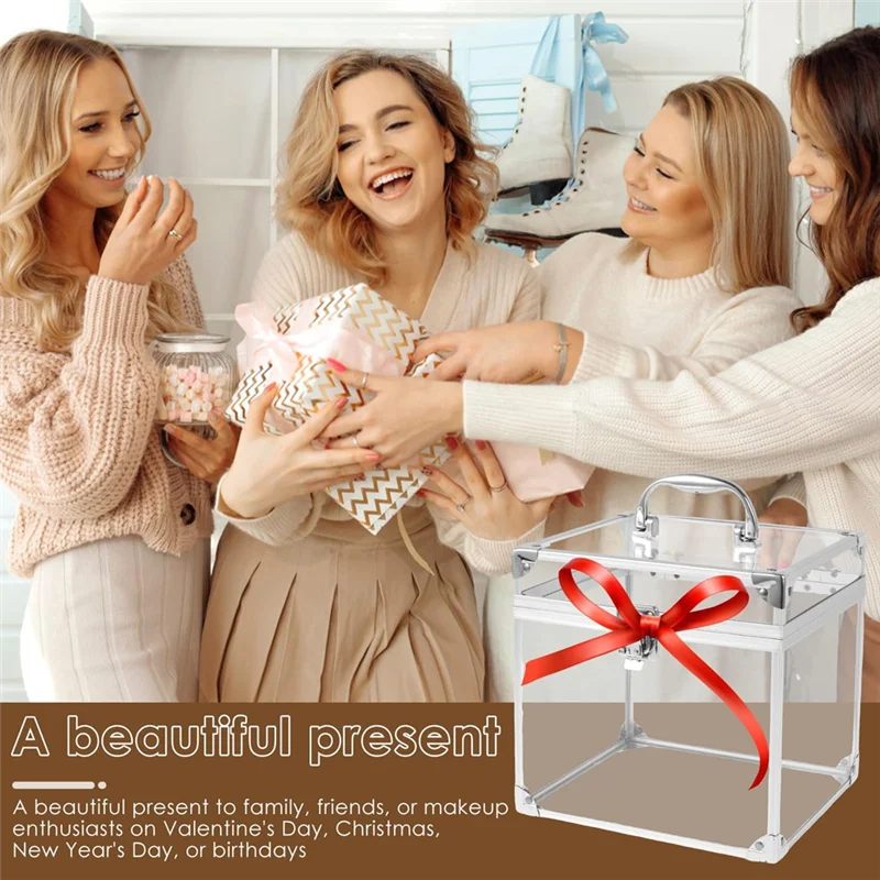 

НОВАЯ коробка Crown, прозрачный футляр для макияжа, поезд с защелками и ручкой, коробка для инструментов для макияжа A