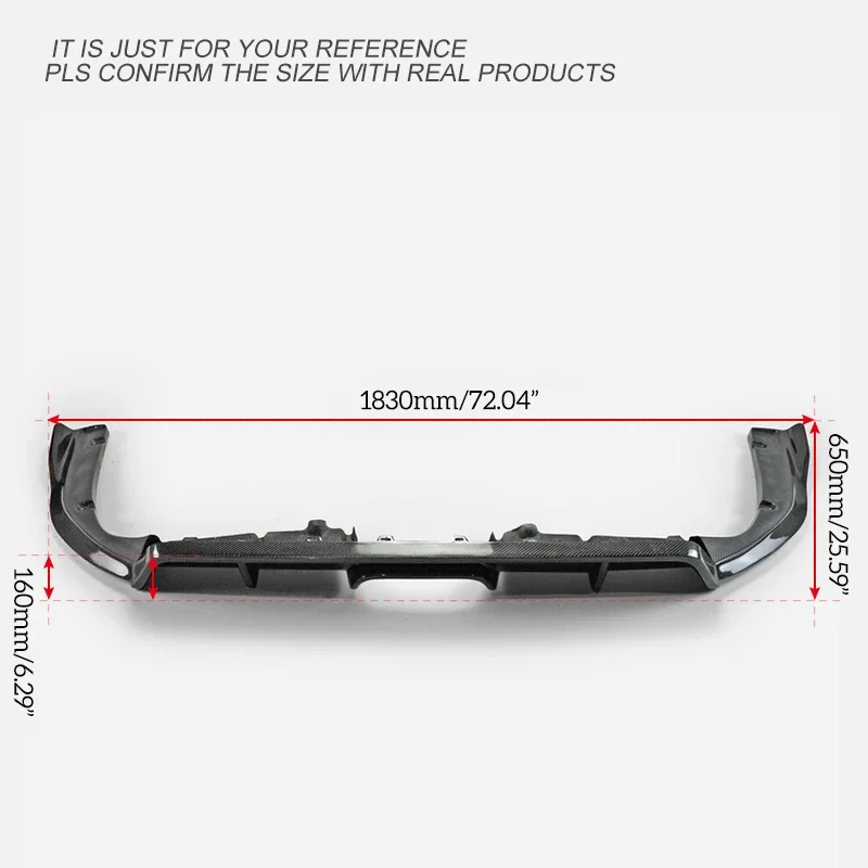 SC-Style Carbon Fiber Rear Diffuser Middle Twin Exit Exhaust Glossy Fibre Bumper Splitter Part For Honda 16-18 10th Gen Civic FC