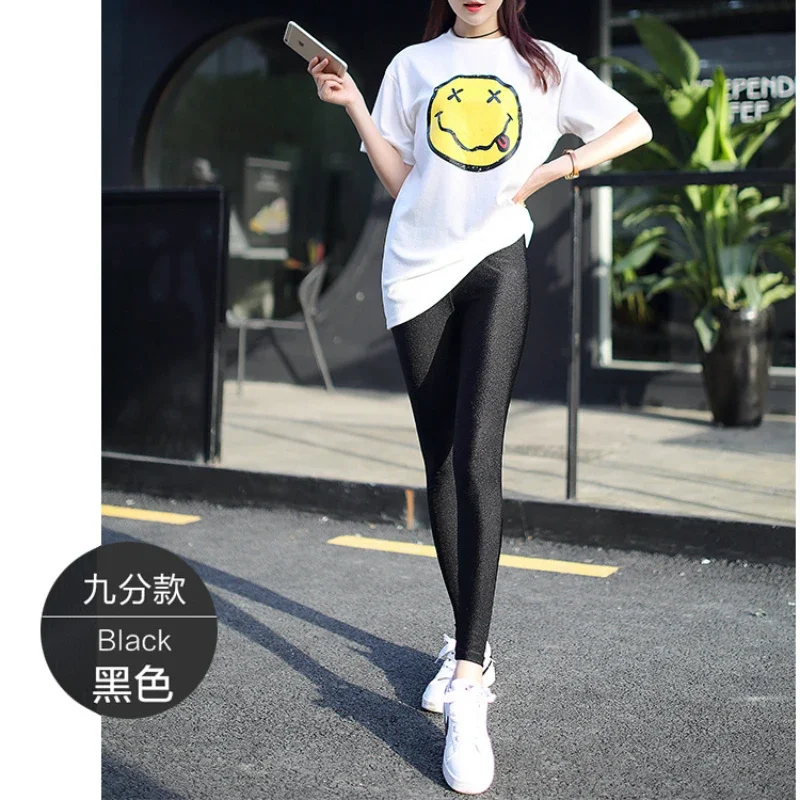 2024 Spring Summer Women Shiny Black Legging Autumn Ladies Push Up Slim Leggings Stretchy Soft Large Size Women Leggings 5XL