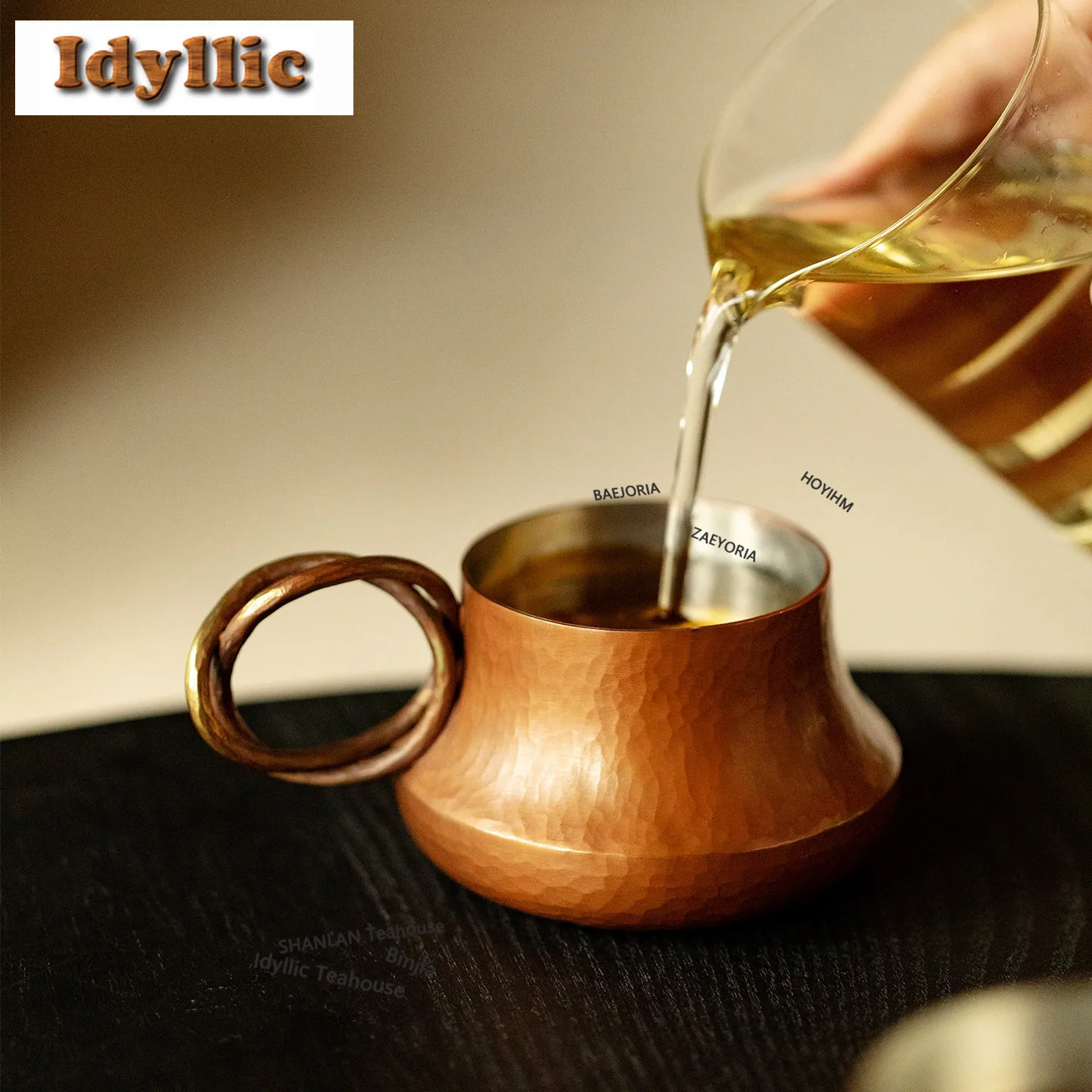 HOYIHM Red Copper Malleolar Stria Coffee Mug Cappuccino Latte Cup Afternoon Tea Mug Office Water Cup Teaware Decoration Gifts