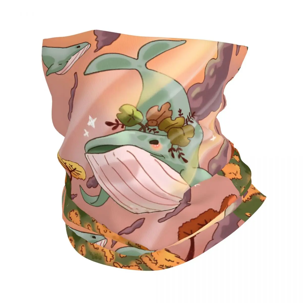 Giant Whales Scarf Neckerchief Neck Face Mask Polyester