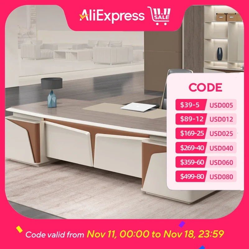 

Workstation Large Office Desk Standing Aesthetic Modern Reception L Shaped Table Study Organizer Escritorio Office Furniture