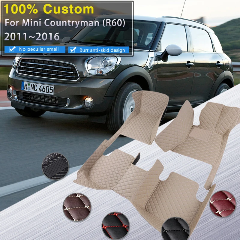 

Car Floor Mats For Mini Countryman R60 2011~2016 Waterproof Rug Durable Carpets Leather Mat Protective Pad Car Accessories 2012